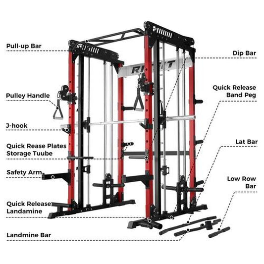Smith Machine 2.0 with Cable Crossover System & Squat Rack